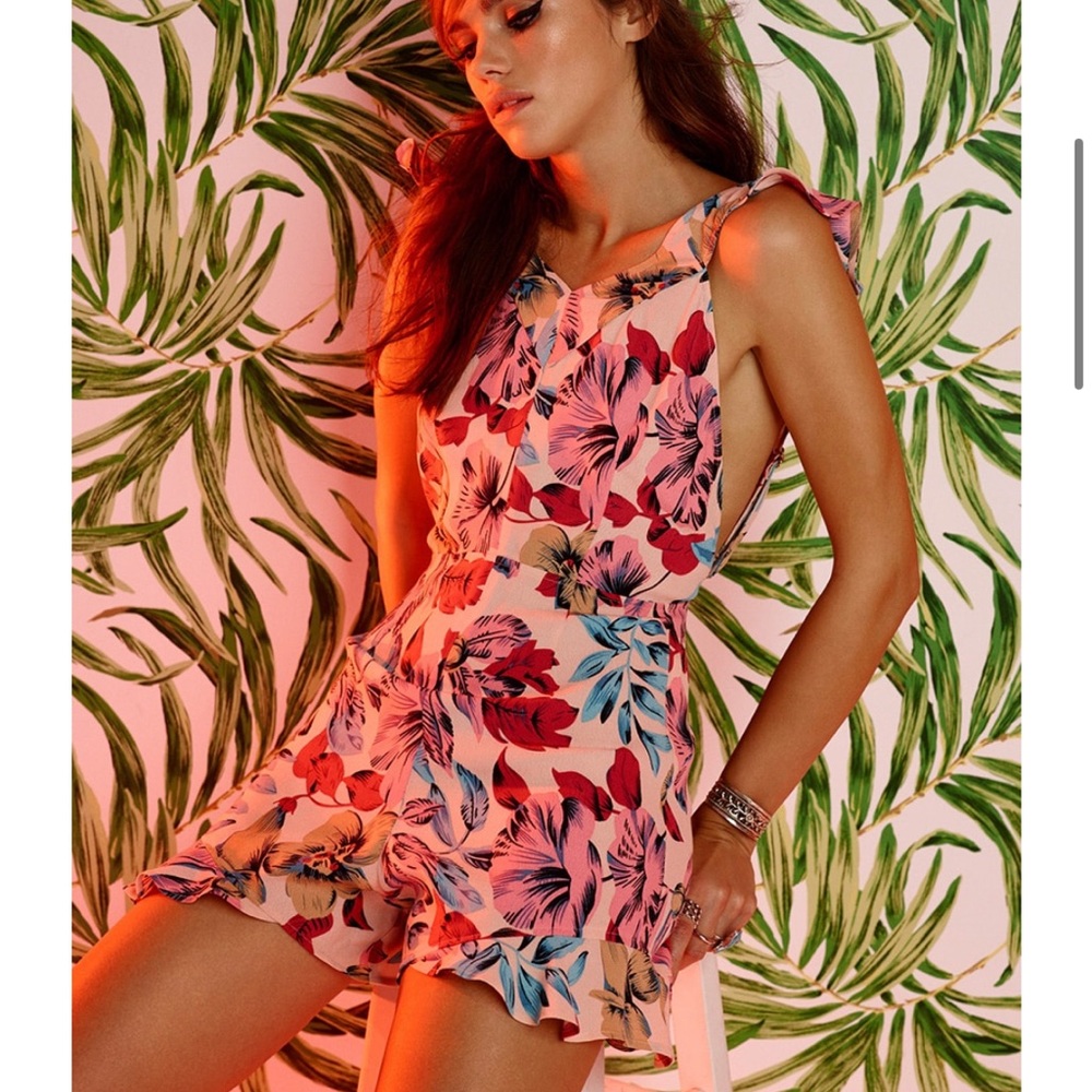 Revolve x For Love & Lemons Floral Romper in XS